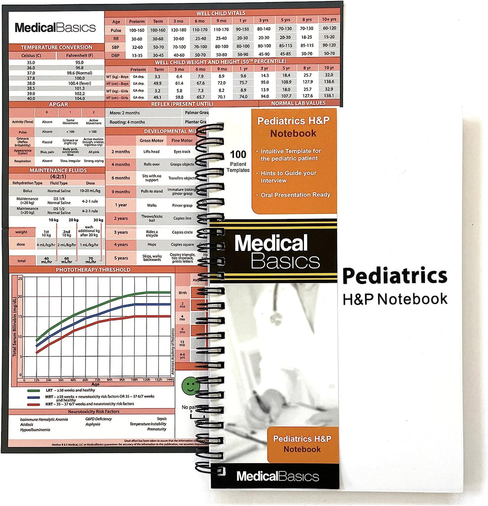 Pediatrics H&P notebook Medical History and Physical notebook, 100 Pediatrics H&P notebook Medical History and Physical notebook, 100
