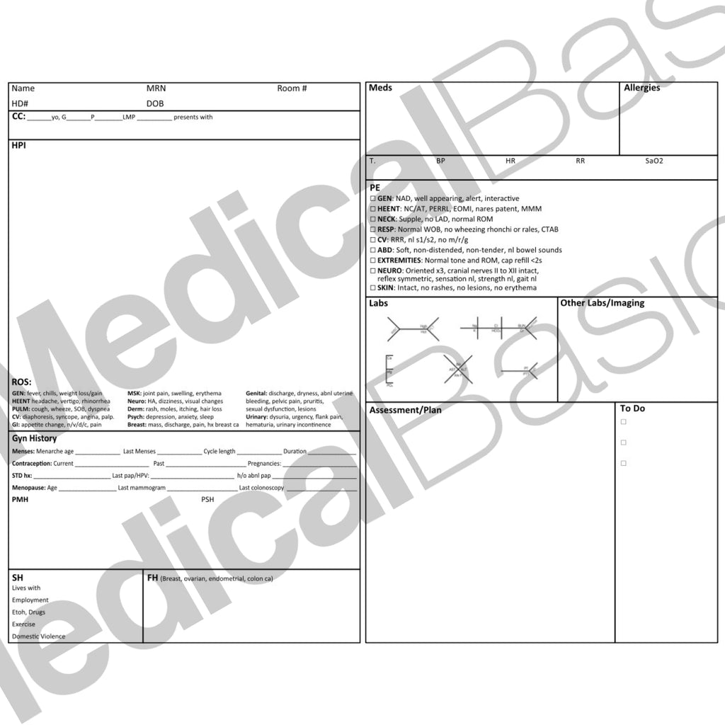 OBGYN H&P Notebook Medical Basics OBGYN H&P Notebook Medical Basics