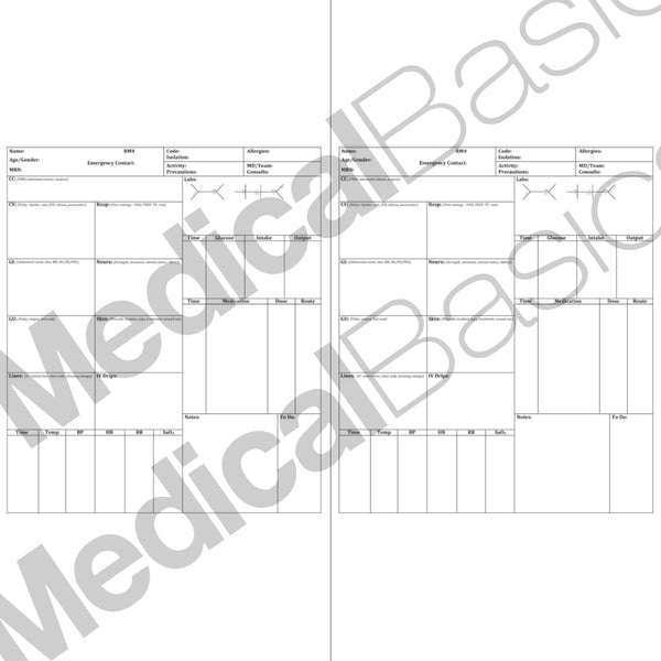 ICU Nursing Notebook - Patient Template Notebook for quick charting