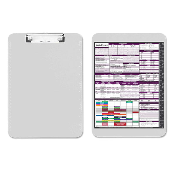 Flat Clipboard with Quick Medical Reference Sheet