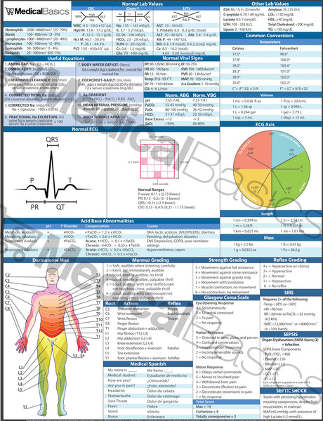 Medical File Reference Laminated Medical Reference Sheet – Medical Basics