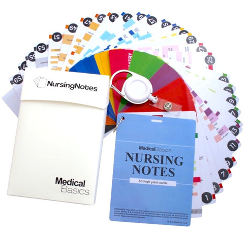 Nursing Notes - 60 High Yield Pocket Nursing Reference Card Set